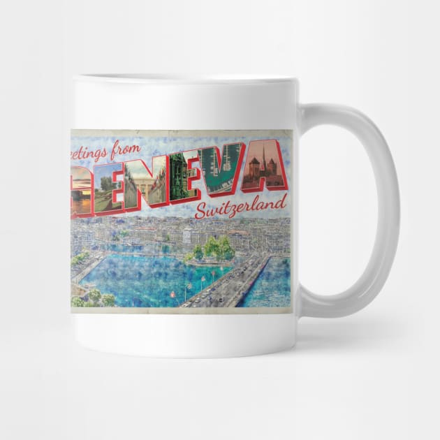 Greetings from Geneva in Switzerland Vintage style retro souvenir by DesignerPropo